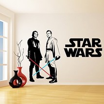 (87&#39;&#39; x 60&#39;&#39;) Star Wars Vinyl Wall Decal / Obi Wan Kenobi &amp; Anakin Skywa... - £98.11 GBP