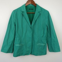 Elie Tahari Snap Front Cotton Blazer Green Tailored Jacket Women&#39;s Small - £15.42 GBP
