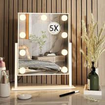 Hollywood Vanity Mirror with Light,Tabletop Makeup Mirror with 9 LED Lights - £50.50 GBP