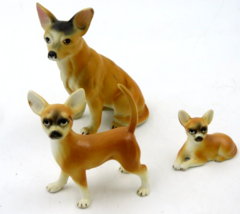 VTG Bone China Miniature Chihuahua Dogs Family of 3 Figurines Japan - $14.80