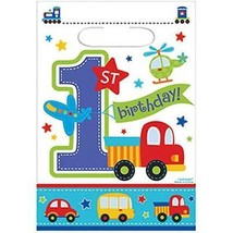 1st Birthday All Aboard Party Favor Treat Bags Birthday Supplies Plastic 8 Count - $3.95