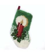 VTG 80s Christmas Decor Stocking Holiday Candle Light Fuzzy Red Green Te... - $26.80 CAD