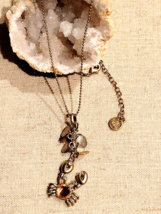 Cancer Zodiac Bella Jack Beach Crab Shells Faux Amber  Rhinestone Charm Necklace - $26.11