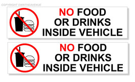 x2 No Food or Drinks Warning Notice Label Car Vinyl Sticker Decals 4&quot; Tw... - £3.52 GBP
