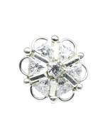 Hexagon Indian 925 Sterling Silver White CZ Studded Nose ring Push Pin - €16,13 EUR