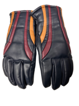 Vtg 70s Mens Sz L SKI Moto Zip Gloves Blue/Red/Gold Faux Leather Vinyl  - $30.29