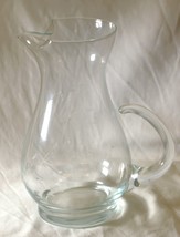 Etched Floral Clear Glass Pitcher Ice Lip Applied Handle - $734.95 MXN
