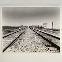 1970s Original Train Tracks &amp; Telephone Poles Black White 8x10 Inch Photograph - £39.78 GBP