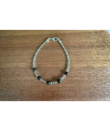 Handcrafted Bracelet, Black Round beads with black / clear silver lined ... - $9.75