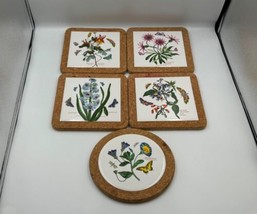 5x Portmeirion BOTANIC GARDEN Trivets with Cork Backs- Columbine, Hyacinth, more - £111.90 GBP