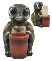 River Baby Tortoise Holding A Bucket Toothpick Holder Figurine With Toot... - $14.99