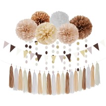 Boho Baby-Shower White-Brown Champagne Party-Decorations - 28Pcs Neutral Birthda - £27.17 GBP