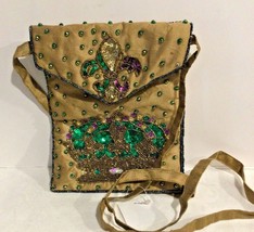 Mardi Gras Sequin Jeweled Crown Cross Body Bag - £15.26 GBP