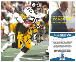 Rocky Bleier signed Pittsburgh Steelers football 8x10 photo Beckett COA proof. - £88.91 GBP