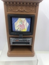 Vintage 1999 Fisher Price Loving Family Living Room TV Television VCR Cabinet - $7.92