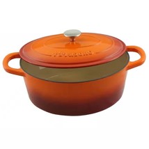 7-Quart Enameled Orange Sunburst Cast Iron Dutch Oven with Lid - $168.26