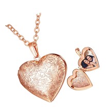 Locket That Holds Picture, Oval Locket, Heart Shaped Gold - £32.38 GBP