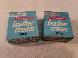 Ladies Esquire Light Brown Leather Shoe Cream Glass JARw/box Vintage (Lot Of 2) - £8.88 GBP