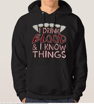 I Drink Blood &amp; I Know Things Vampire Standard Hoodie - Black - Men&#39;s - £39.58 GBP