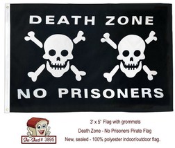 Death Zone Flag - No Prisoners Pirate Flag 3&#39; x 5&#39; Skull &amp; Crossbones Flag - £7.95 GBP