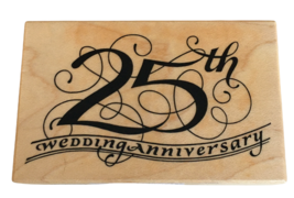 PSX Rubber Stamp 25th Wedding Anniversary Party Invitation Elegant Script G2159 - £7.87 GBP