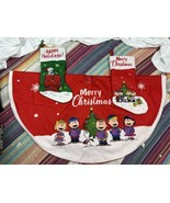 Peanuts Snoopy Christmas Tree Skirt &amp; 2 Stocking Merry Christmas Happy H... - £31.22 GBP