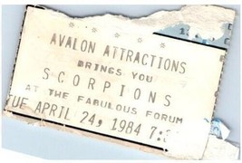 Scorpions Ticket Stub Aprile 24 1984 Il Forum Inglewood California - £44.91 GBP