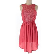 Buttons High/low Lace detail Dress coral size small S sleeveless - $18.70