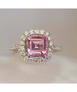 2.00Ct Asscher Cut Simulated Pink Sapphire Engagement Ring 14k White Gol... - £80.89 GBP