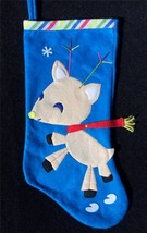 Christmas Stocking Reindeer Deer Prints Holiday Felt Snowflake NEW - $9.74