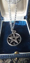 Vintage 1960-s Sterling Silver Pentagram Necklace on Very Long Beautiful... - $166.32