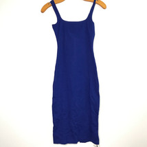 American Apparel S Dress Blue Bodycon Midi Tank Stretch Sleeveless Slit ... - £25.93 GBP