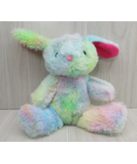 Bunny plush rainbow multi-color pink ears green blue yellow purple tie dye - $10.39