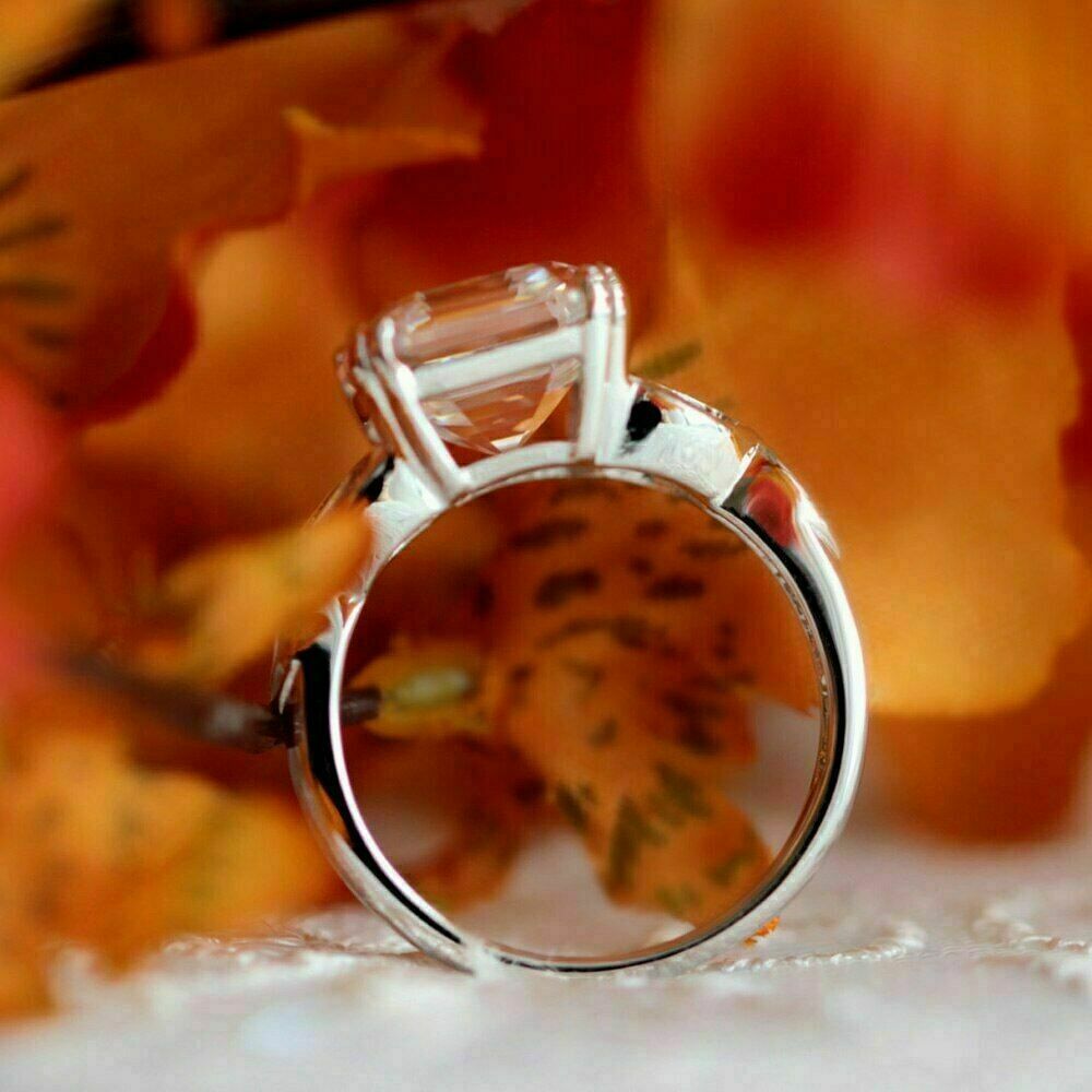 3Ct Asscher Cut VVS1/D Diamond Solitaire Engagement Ring 14K White Gold Finish Item image 5