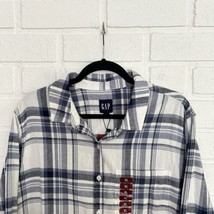 Gap Boyfriend Flannel Shirt Button Up Womens XL New With Tags Cloud Colo... - $23.51