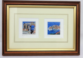Global Miniatures Lithograph 2 MINI PRINTS Framed Matted Hand Titled Initialed 5 - £14.38 GBP