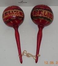 Pair of Handmade maracas Green Brown Music Shakers Belize - $49.45