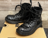 Dr Martens Kids 1460J Black Cosmic Glitter Lace &amp; Zip Combat Boots Size 12 - £26.62 GBP