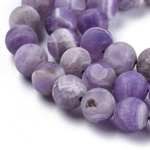 10 Natural Amethyst Gemstone Beads Striped Purple Jewelry Supplies 8mm Stone - £4.10 GBP