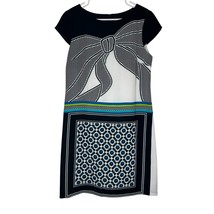 Gabby Skye Dress Womens 8 Blue White Geometric Bow Print Summer Party Event - $14.99