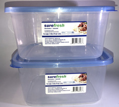 2ea 16 Cup/128 oz ea Sure Fresh Dry/Cold/Freezer Food Storage Containers W Lids - £15.73 GBP