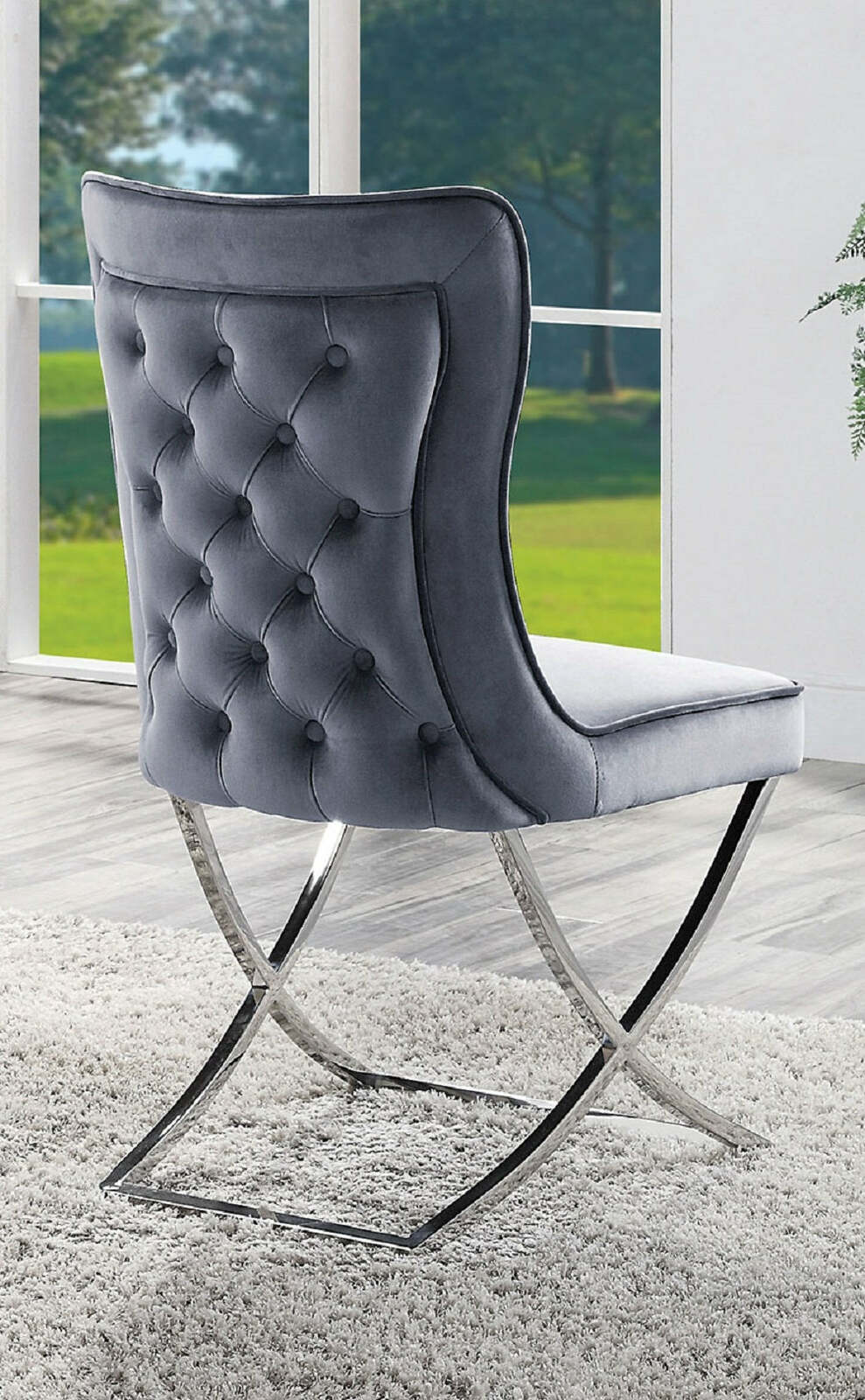 Glam Gray Velvet Dining Chairs Set Item image 4