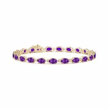ANGARA Classic Oval Amethyst Tennis Bracelet for Women, Girl in 14K Solid Gold - £2,315.26 GBP