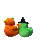 Halloween Jumbo Orange Pumpkin &amp; Green Witch Rubber Duck Plush 23 in Set... - $114.87