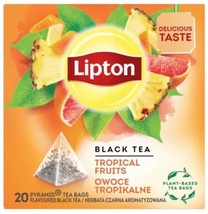 Lipton Black Tea Tropical Fruit Tea -1 box/ 20 Pyramid Tea Bags Free Shipping - £7.73 GBP