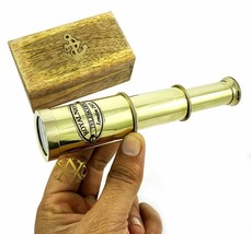 6"Maritime Antique Telescope With Wooden Box Brass Nautical Pirate Spyglass Gift - £41.82 GBP