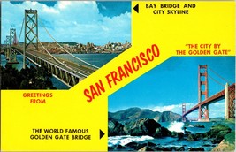 Greetings From San Francisco Golden Gate and Bay Bridge Vtg Postcard (D12) - £4.47 GBP