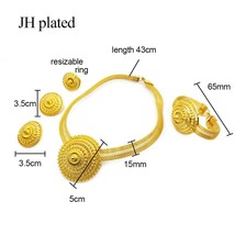 24K Gold color jewelry sets for women African bridal wedding gifts party Bracele - £20.79 GBP