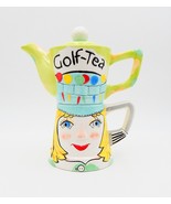Peggy Turchette Santa Barbara Golf-Tea Stackable Tea For One Pot Teacup Mug - £19.69 GBP