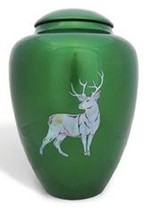 Large/Adult 200 Cubic Inch Fiber Glass Shell Art Deer Funeral Cremation Urn - £154.26 GBP